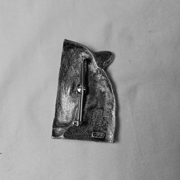 Vintage‎ JJ Pewter Tiger Face Pin Brooch Wildlife Jewelry Detailed Animal Design - Picture 4 of 5